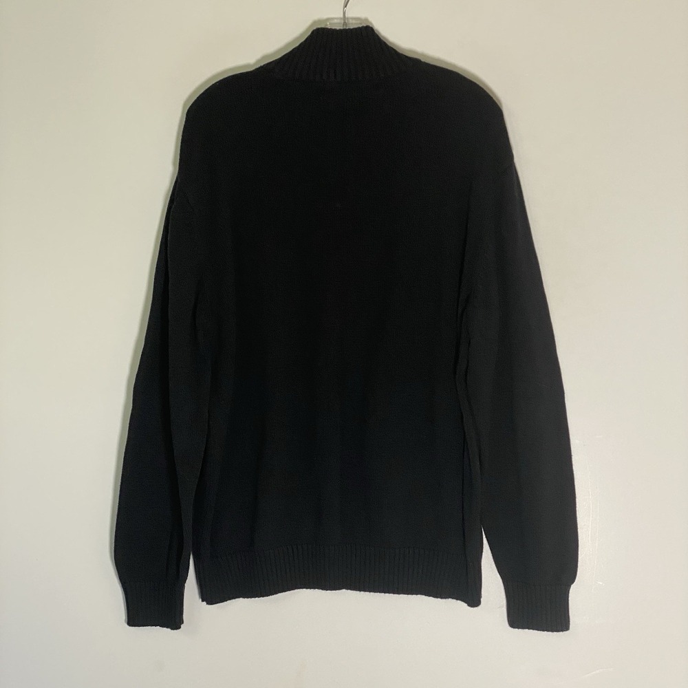 Oscar De La Renta Sweater Mens XL Black Argyle Tight Knit Quarter Zip Preppy‎ - Picture 14 of 16